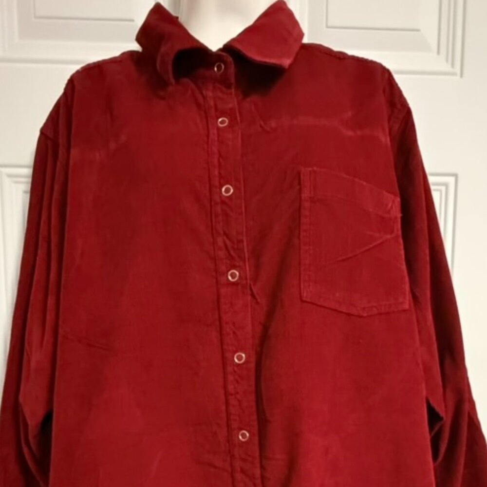 Faded Glory‎ Women's Long Sleeve Corduroy Blouse SZ 22W 24W Gorpcore Goblincore